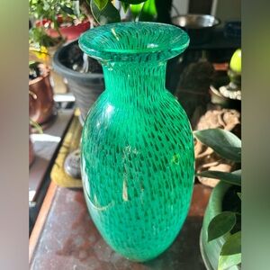 Italy Handblown Large Glass "Peacock Feather" Vase